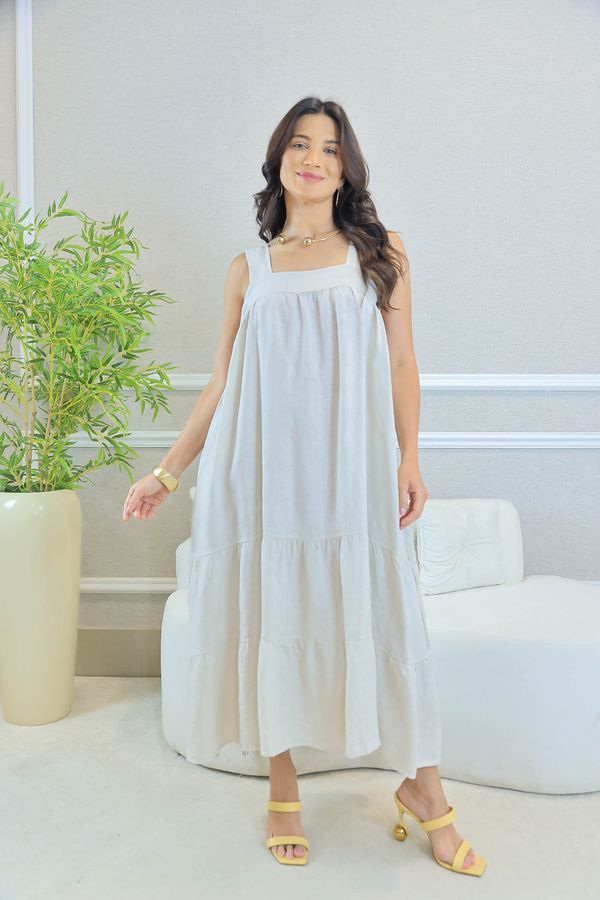 VESTIDO LUNA BEGE - Loja Linho Italiano