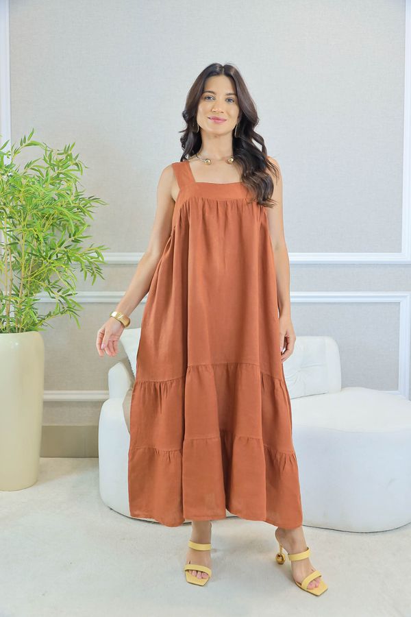 VESTIDO LUNA TELHA - Loja Linho Italiano