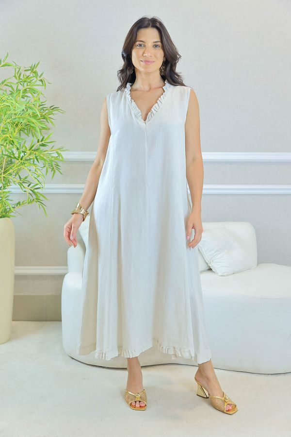 VESTIDO TALITA BEGE - Loja Linho Italiano