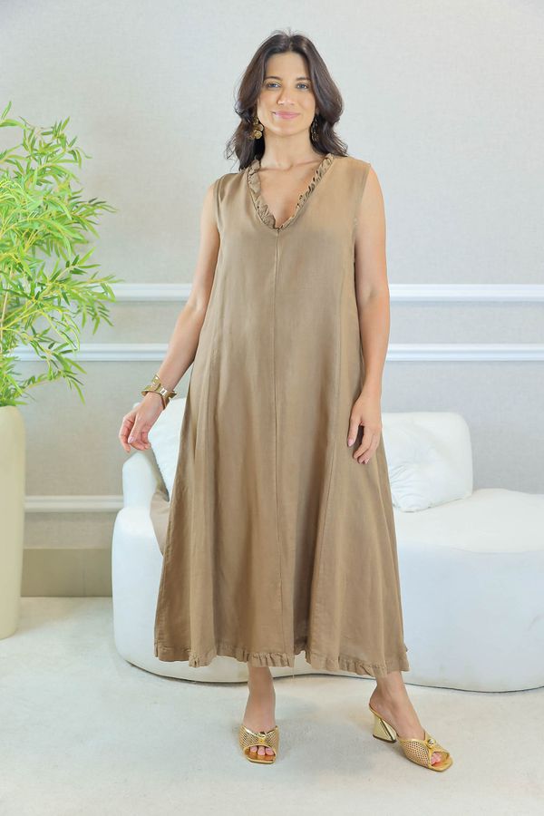 VESTIDO TALITA CAPUCCINO - Loja Linho Italiano