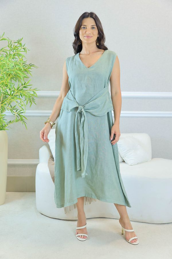 VESTIDO TASHA MENTA - Loja Linho Italiano