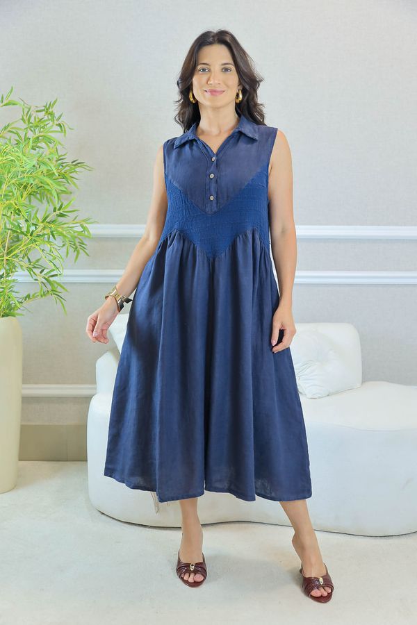 VESTIDO VELMA MARINHO - Loja Linho Italiano
