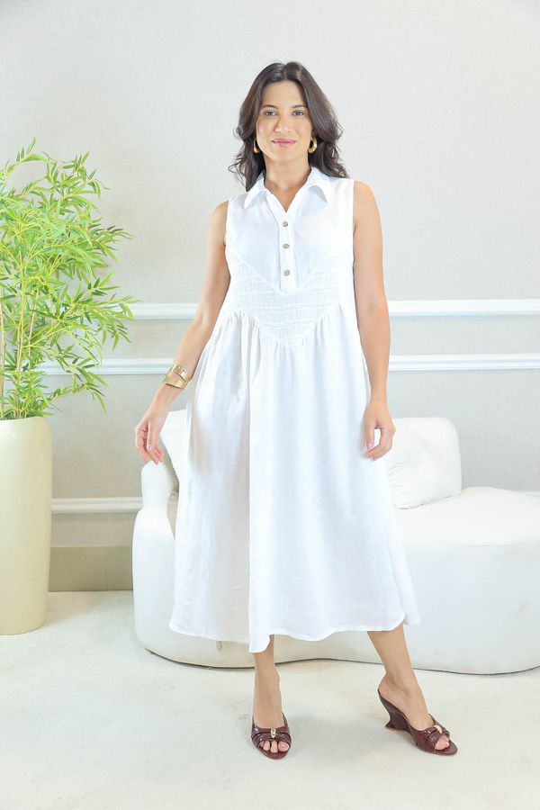 VESTIDO VELMA BRANCO - Loja Linho Italiano