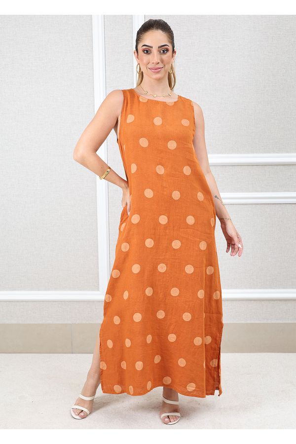 Vestido Amanda Linho Italiano Terracota - Loja Linho Italiano