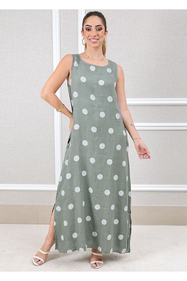 Vestido Amanda Linho Italiano Verde Militar - Loja Linho Italiano
