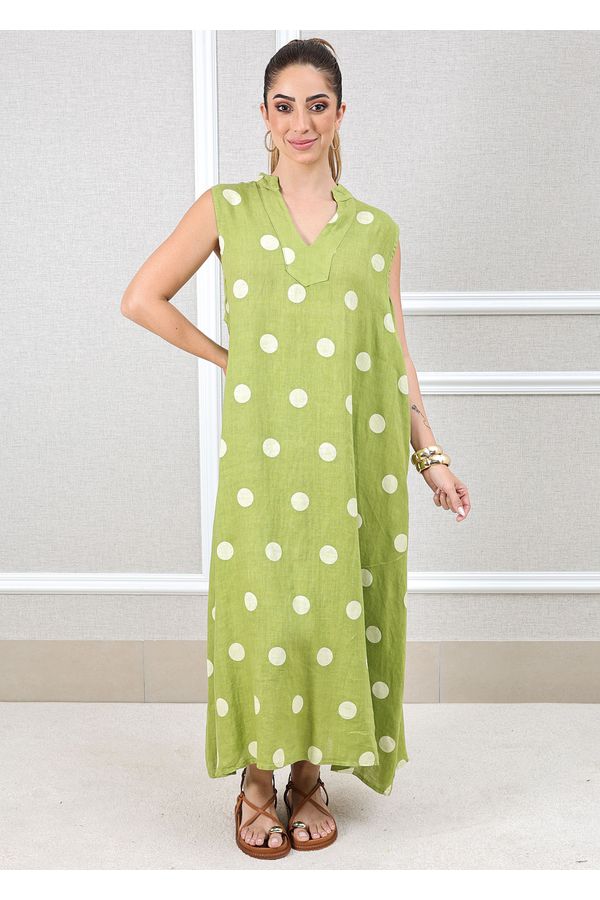 Vestido Laura Linho Italiano Verde Pistache - Loja Linho Italiano