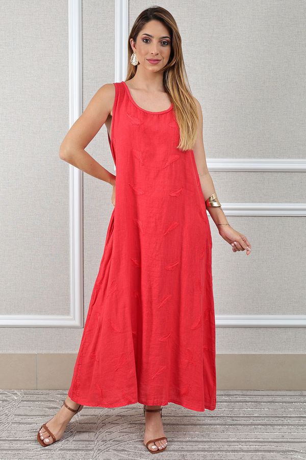 Vestido Emília Linho Italiano Vermelho - Loja Linho Italiano
