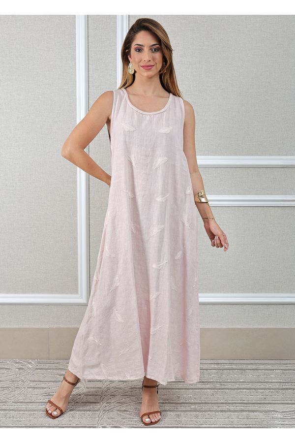 Vestido Emília Linho Italiano Rosa Bebe - Loja Linho Italiano