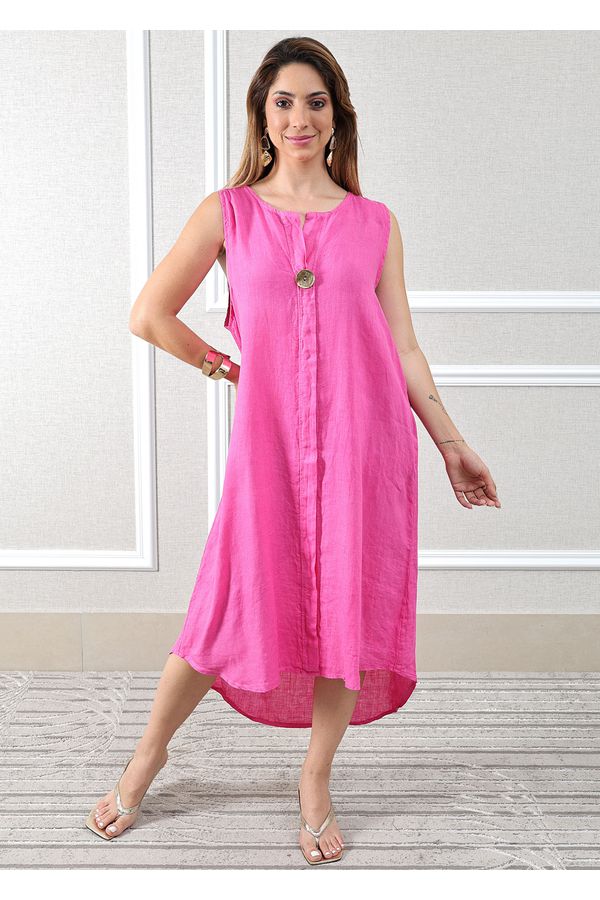 Vestido Polly Linho Italiano Pink - Loja Linho Italiano