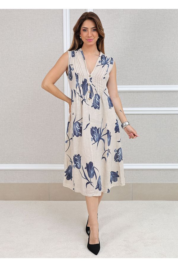 Vestido Manu Linho Italiano Bege - Loja Linho Italiano