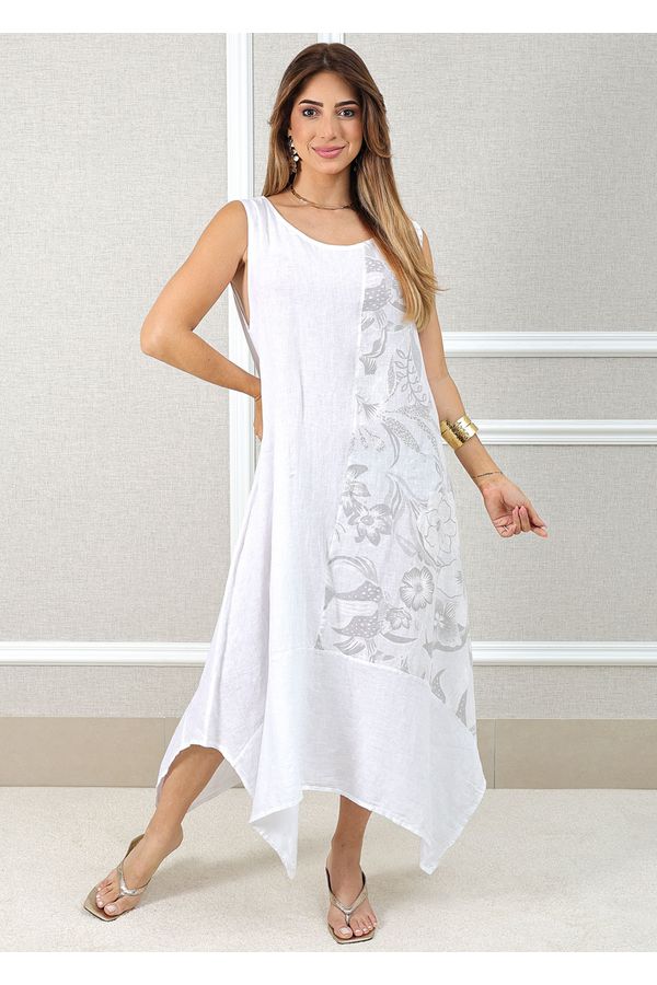 Vestido Luciana Linho Italiano Branco - Loja Linho Italiano