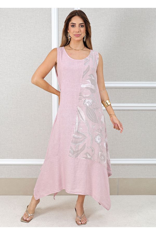 Vestido Luciana Linho Italiano Rosa - Loja Linho Italiano