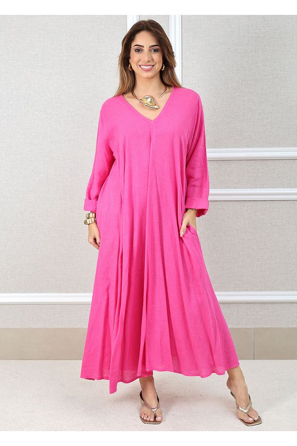 Vestido Regina Linho Italiano Pink - Loja Linho Italiano