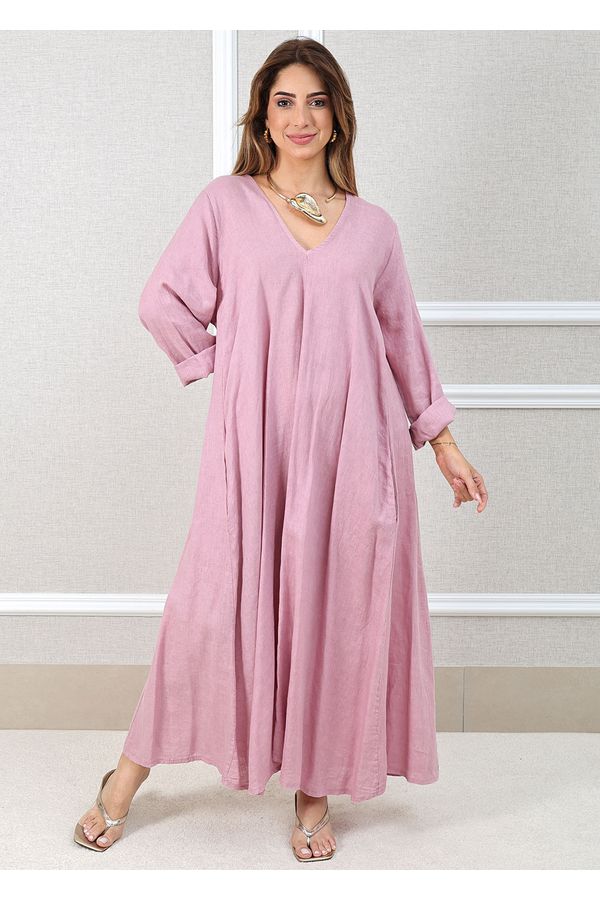Vestido Regina Linho Italiano Rose - Loja Linho Italiano