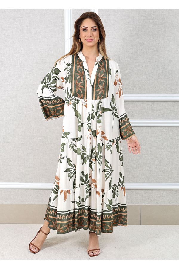Vestido Fabiana Viscose Italiana Verde Militar - Loja Linho Italiano