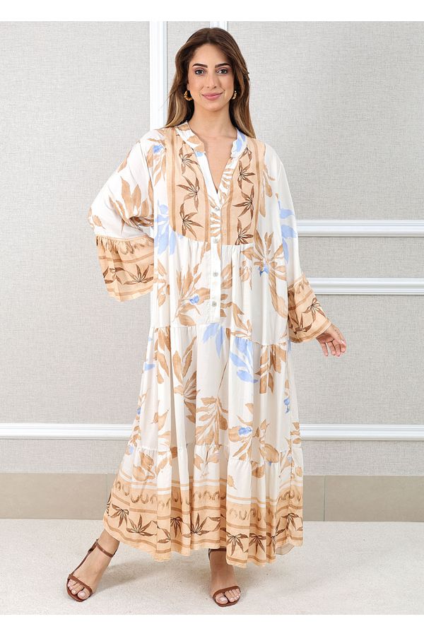 Vestido Fabiana Viscose Italiana Bege - Loja Linho Italiano