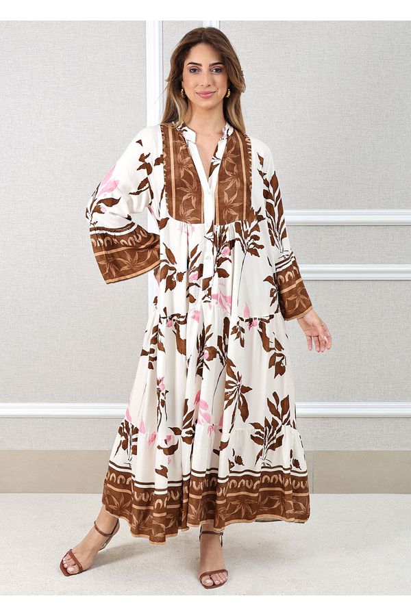 Vestido Fabiana Viscose Italiana Marrom - Loja Linho Italiano