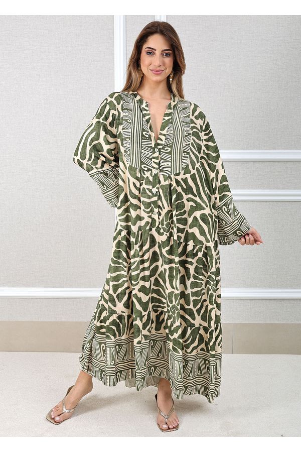 VESTIDO MOANA MILITAR - Loja Linho Italiano