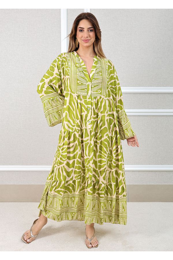 Vestido Moana Viscose Italiana Verde Pistache - Loja Linho Italiano