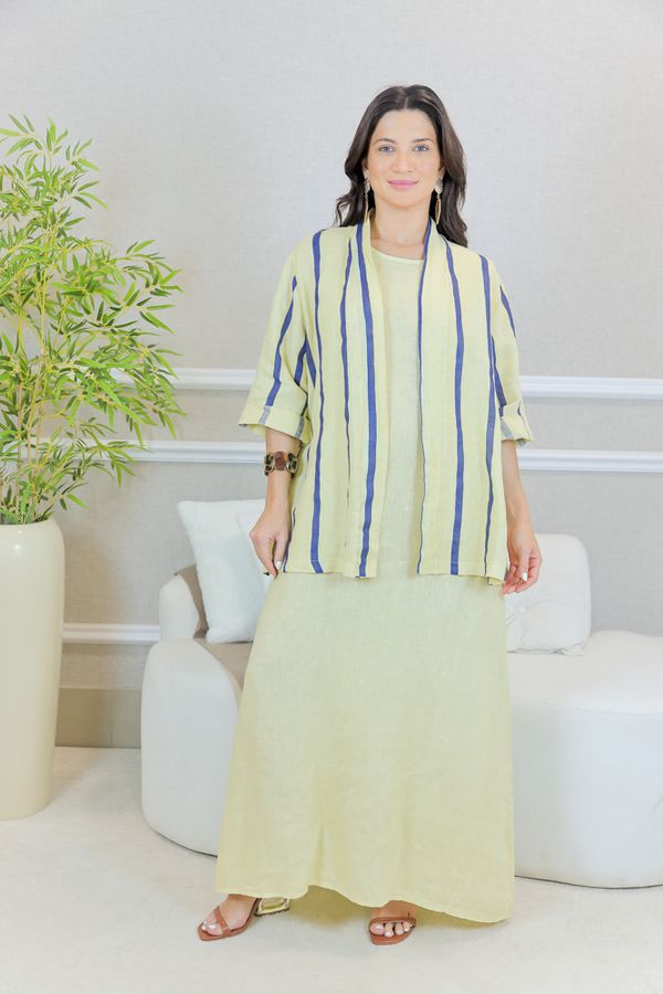 VESTIDO YARA COM CASAQUETO YARA MANTEIGA - Loja Linho Italiano