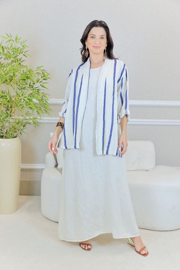 VESTIDO YARA COM CASAQUETO YARA OFF WHITE - Loja Linho Italiano