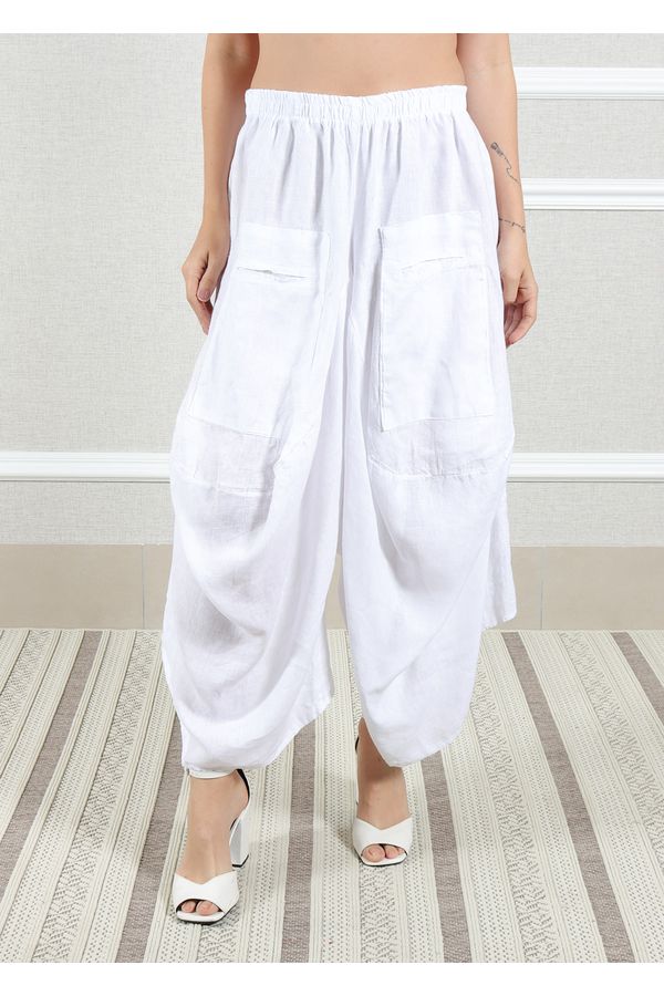 Calça Saruel Linho Italiano Branco - Loja Linho Italiano