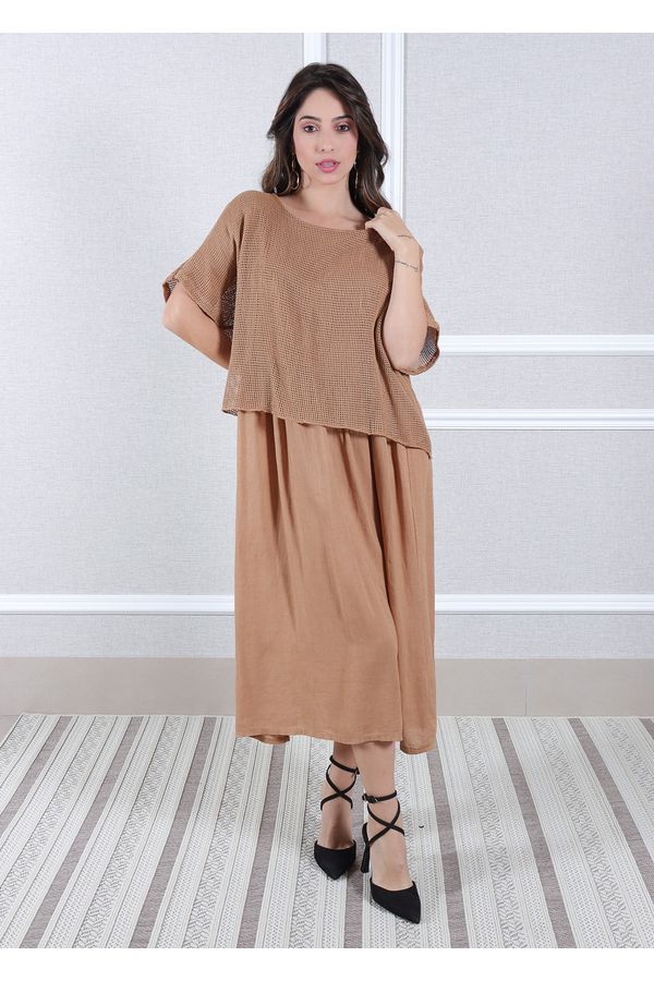 Vestido Melinda Linho Italiano Cappuccino - Loja Linho Italiano