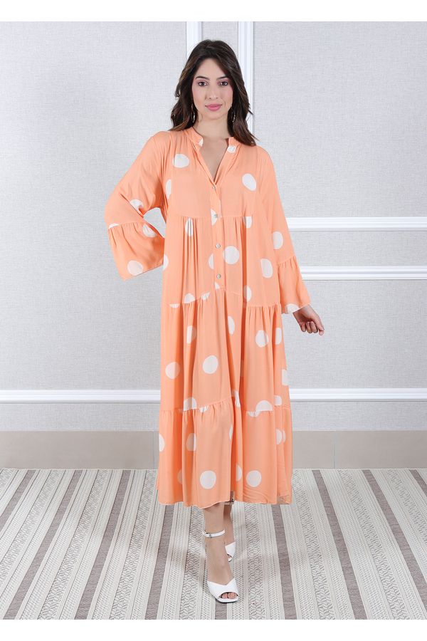 Vestido Bianca Viscose Italiana Pêssego - Loja Linho Italiano