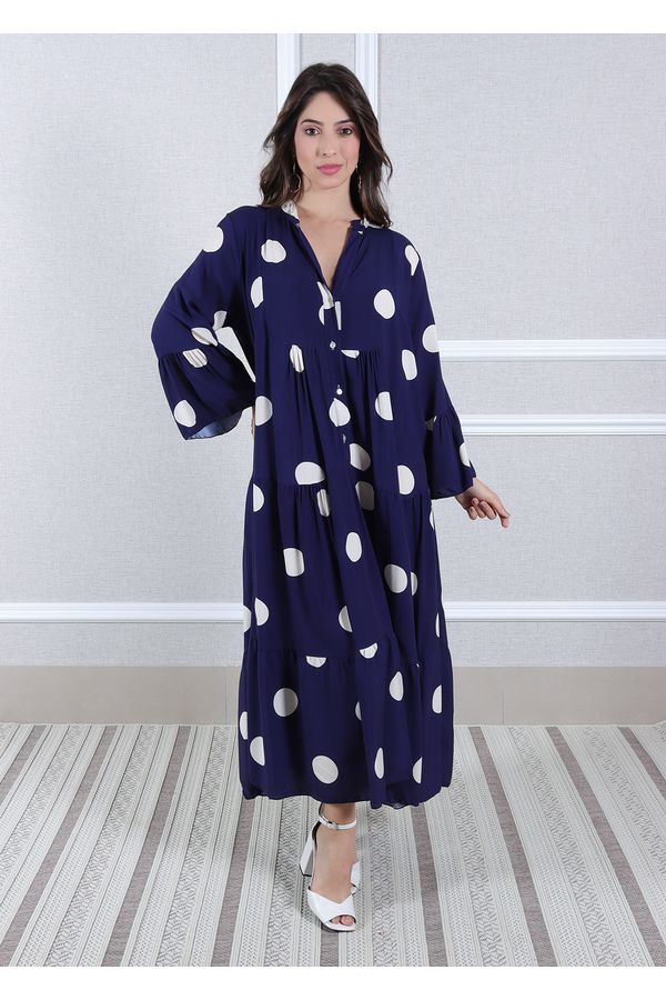 Vestido Bianca Viscose Italiana Marinho - Loja Linho Italiano