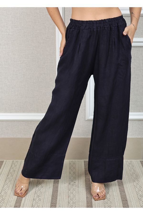 Calça Zara Linho Italiano Marinho - Loja Linho Italiano