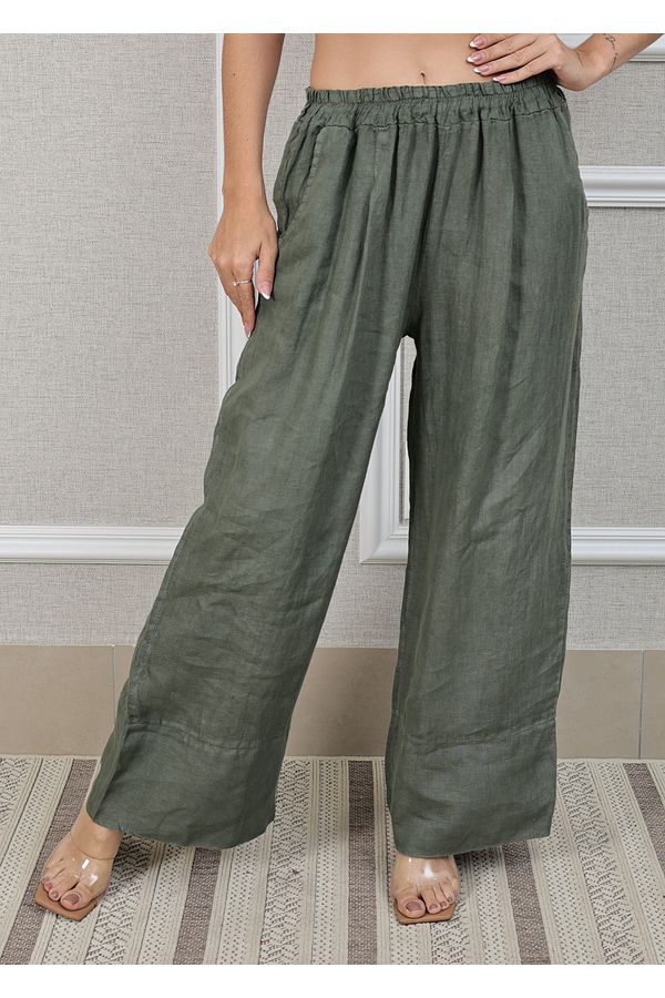 Calça Zara Linho Italiano Verde Militar - Loja Linho Italiano