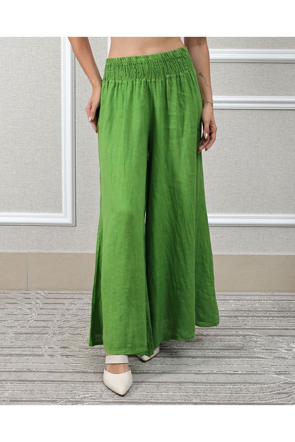 Calça Karina Linho Italiano Verde Bandeira - Loja Linho Italiano