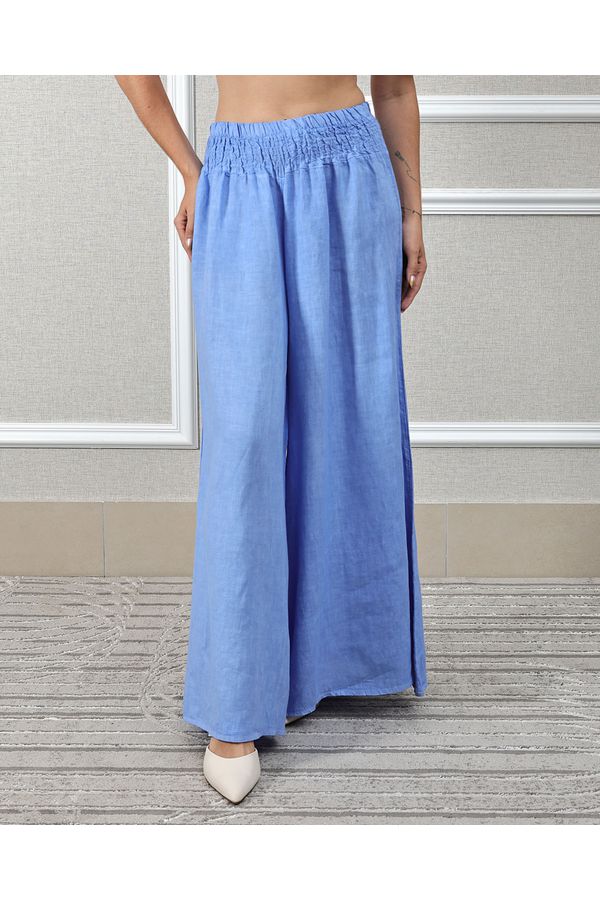 Calça Karina Linho Italiano Azul Hortência - Loja Linho Italiano