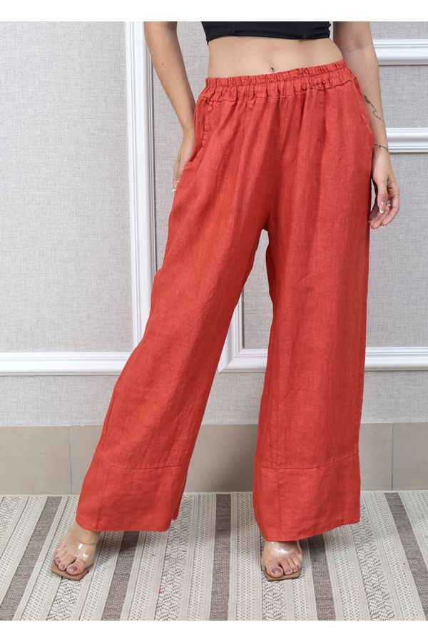 Calça Zara Linho Italiano Terracota - Loja Linho Italiano