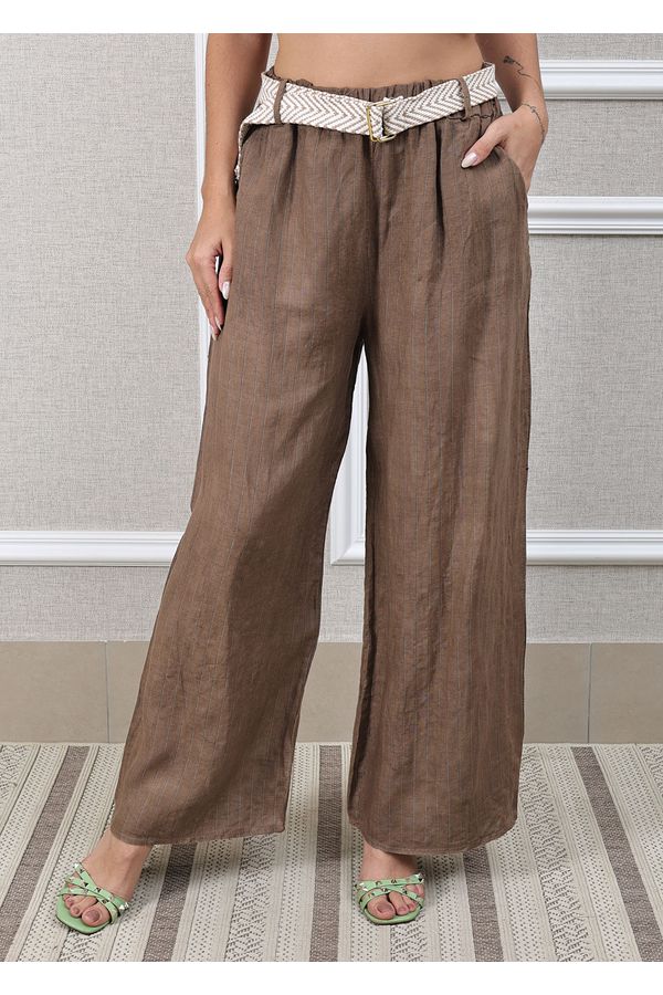 Calça Palmira Linho Italiano Caramelo - Loja Linho Italiano