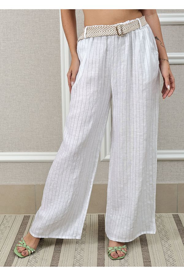 Calça Palmira Linho Italiano Branco - Loja Linho Italiano
