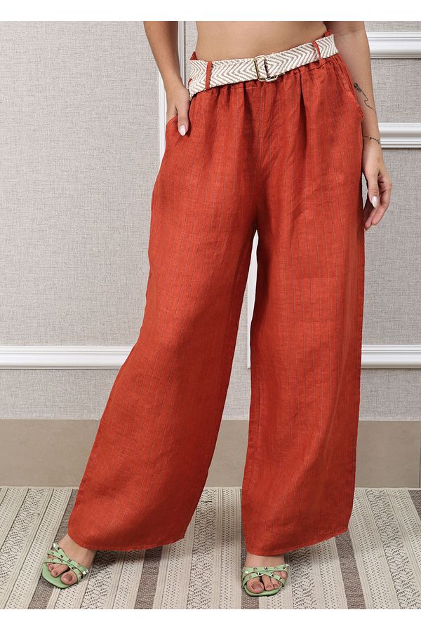 Calça Palmira Linho Italiano Terracota - Loja Linho Italiano