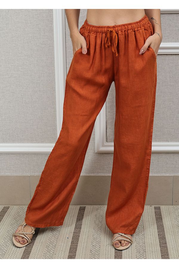 Calça Jane Linho Italiano Terracota - Loja Linho Italiano