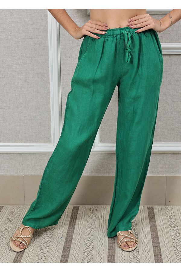Calça Jane Linho Italiano Verde Bandeira - Loja Linho Italiano