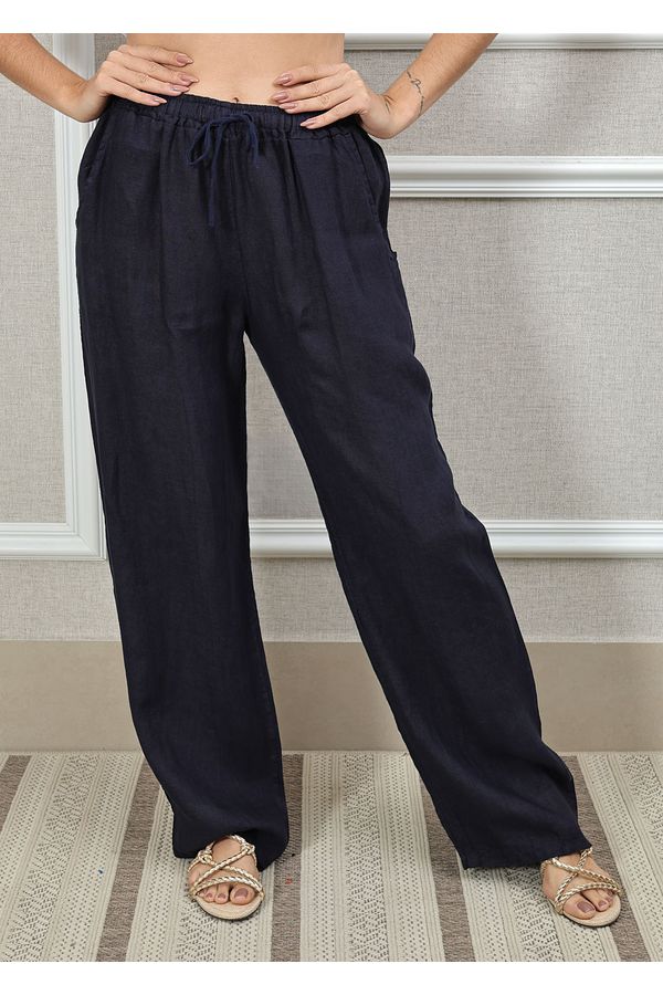 Calça Jane Linho Italiano Azul Marinho - Loja Linho Italiano