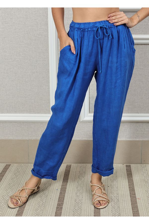 Calça Clássica Linho Italiano Azul Royal - Loja Linho Italiano