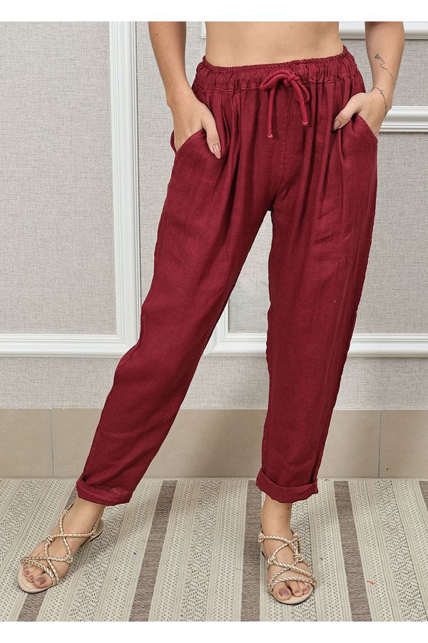 Calça Clássica Linho Italiano Vinho - Loja Linho Italiano