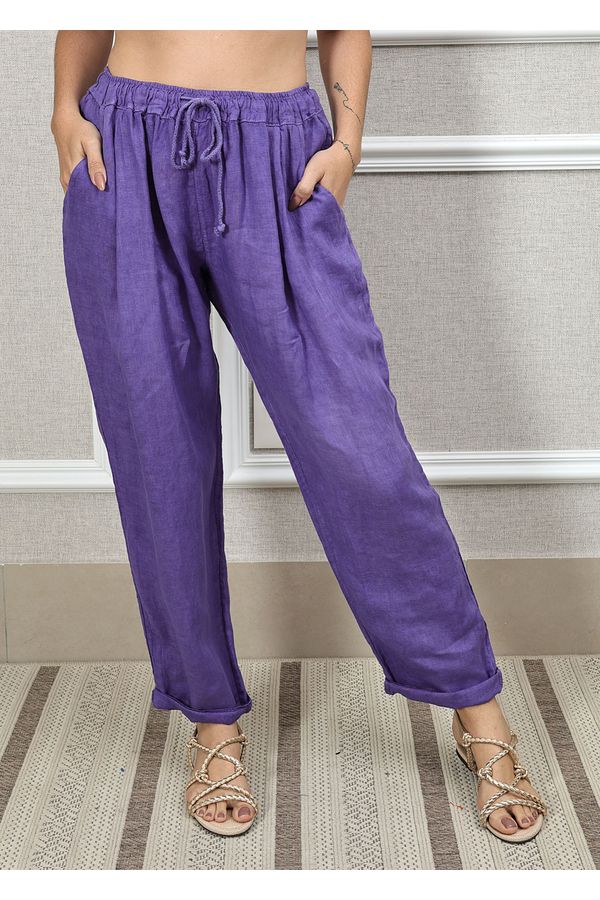 Calça Clássica Linho Italiano Roxo - Loja Linho Italiano