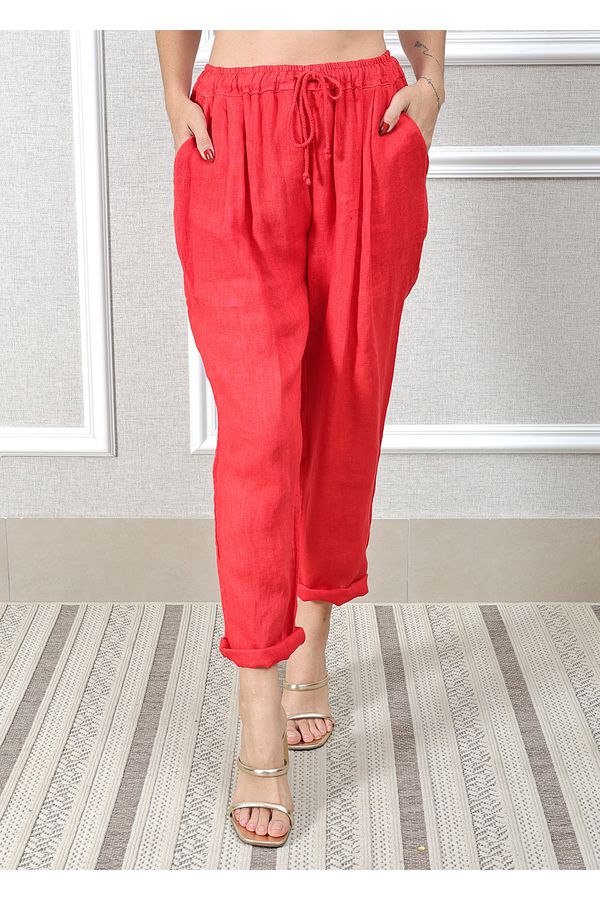 Calça Clássica Linho Italiano Vermelho - Loja Linho Italiano