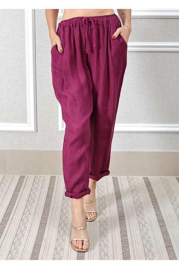 Calça Clássica Linho Italiano Bordô - Loja Linho Italiano