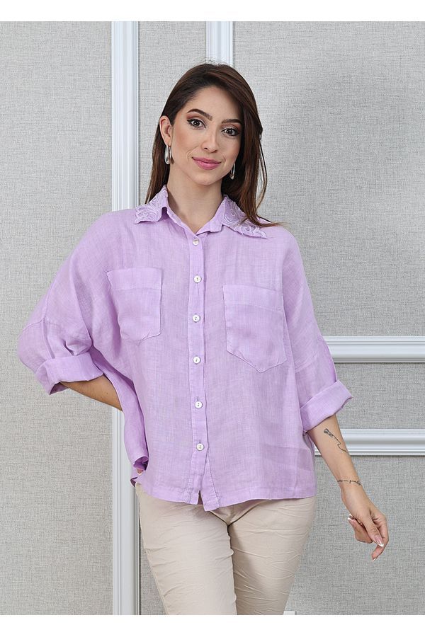 Camisa Carol Linho Italiano Lilás - Loja Linho Italiano