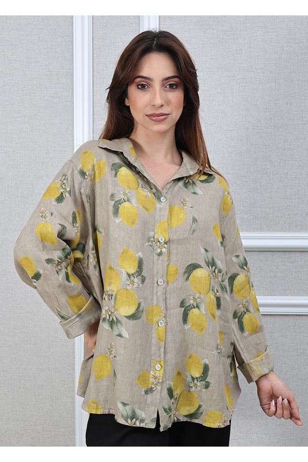 Camisa Loraine Linho Italiano Bege - Loja Linho Italiano