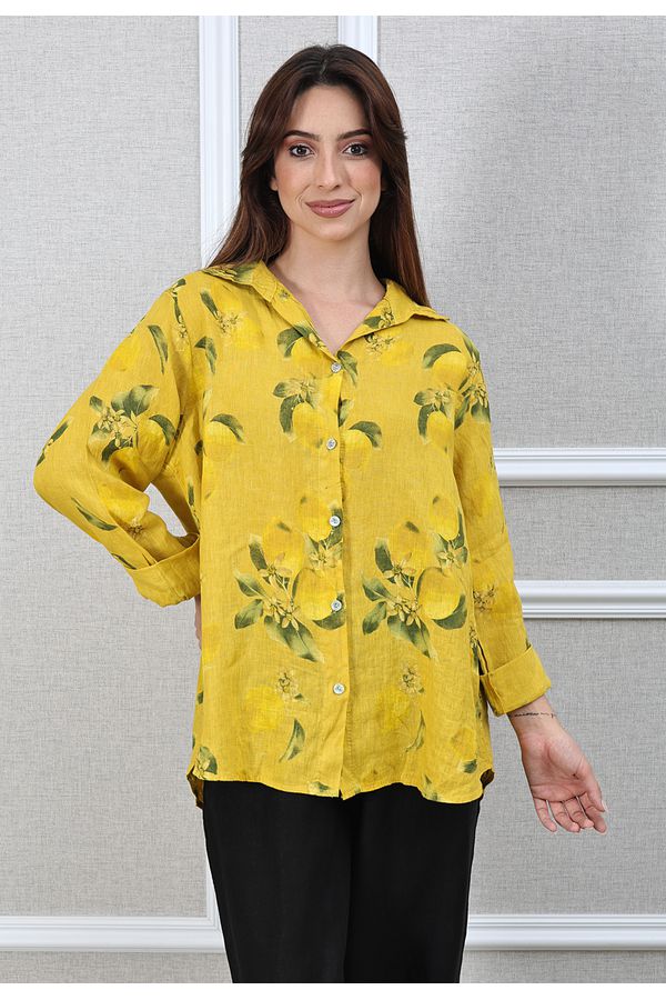Camisa Loraine Linho Italiano Mostarda - Loja Linho Italiano