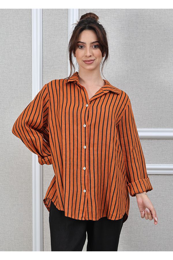 Camisa Monica Linho Italiano Terracota - Loja Linho Italiano