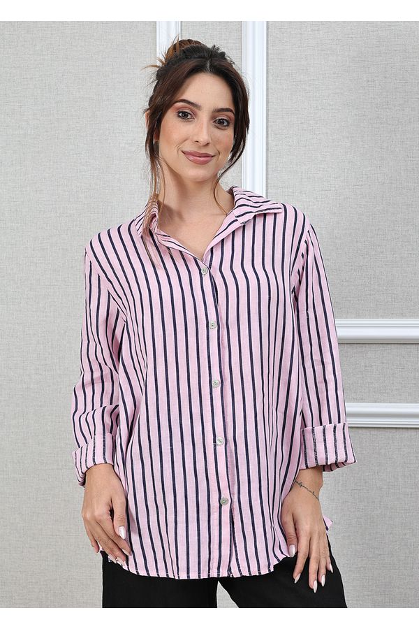 Camisa Monica Linho Italiano Rosa Bebe - Loja Linho Italiano
